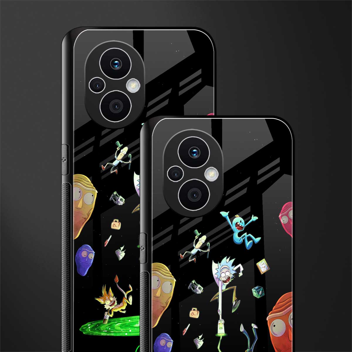 rick and morty amoled back phone cover | glass case for oppo f21 pro 5g