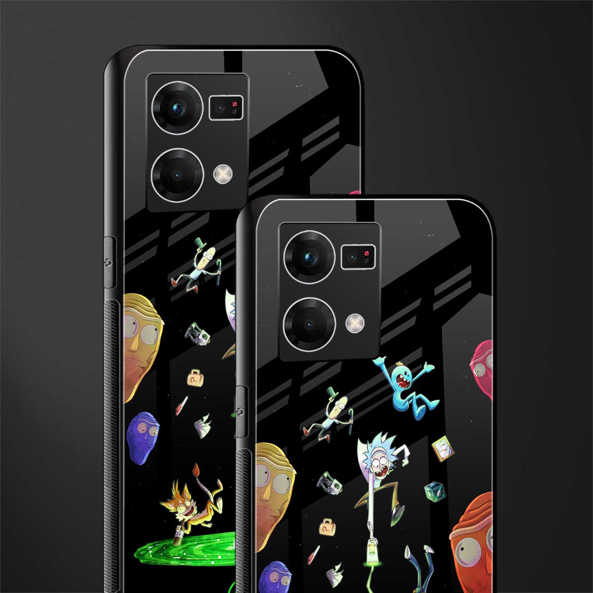 rick and morty amoled back phone cover | glass case for oppo f21 pro 4g