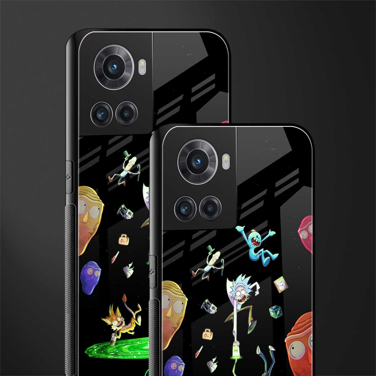 rick and morty amoled back phone cover | glass case for oneplus 10r 5g