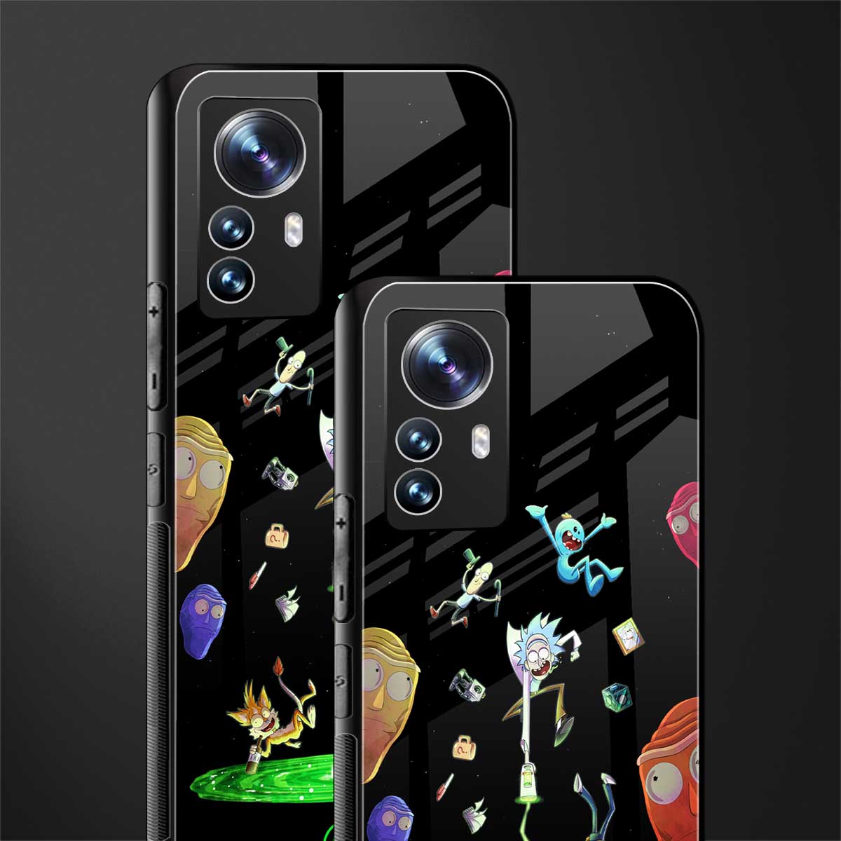 rick and morty amoled back phone cover | glass case for xiaomi 12 pro
