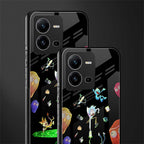 rick and morty amoled back phone cover | glass case for vivo v25-5g