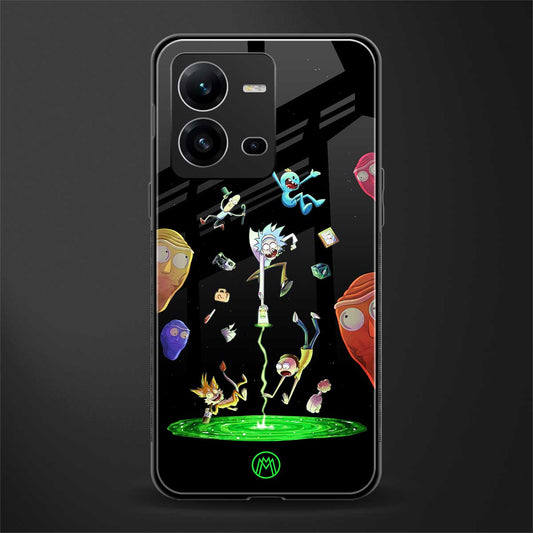 rick and morty amoled back phone cover | glass case for vivo v25-5g