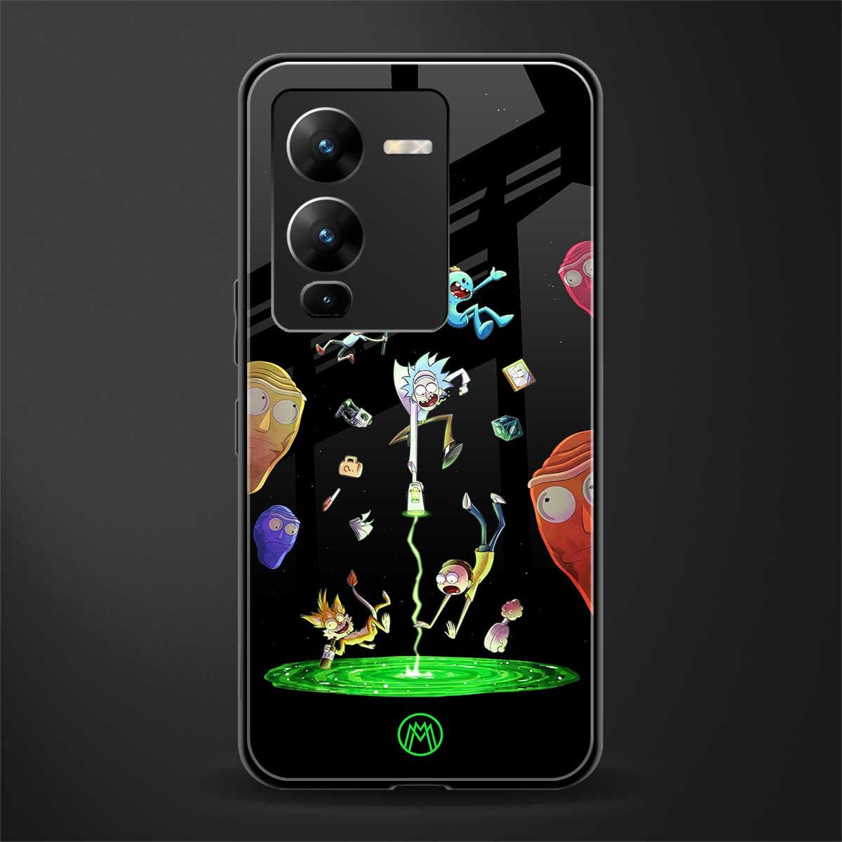 rick and morty amoled back phone cover | glass case for vivo v25 pro 5g