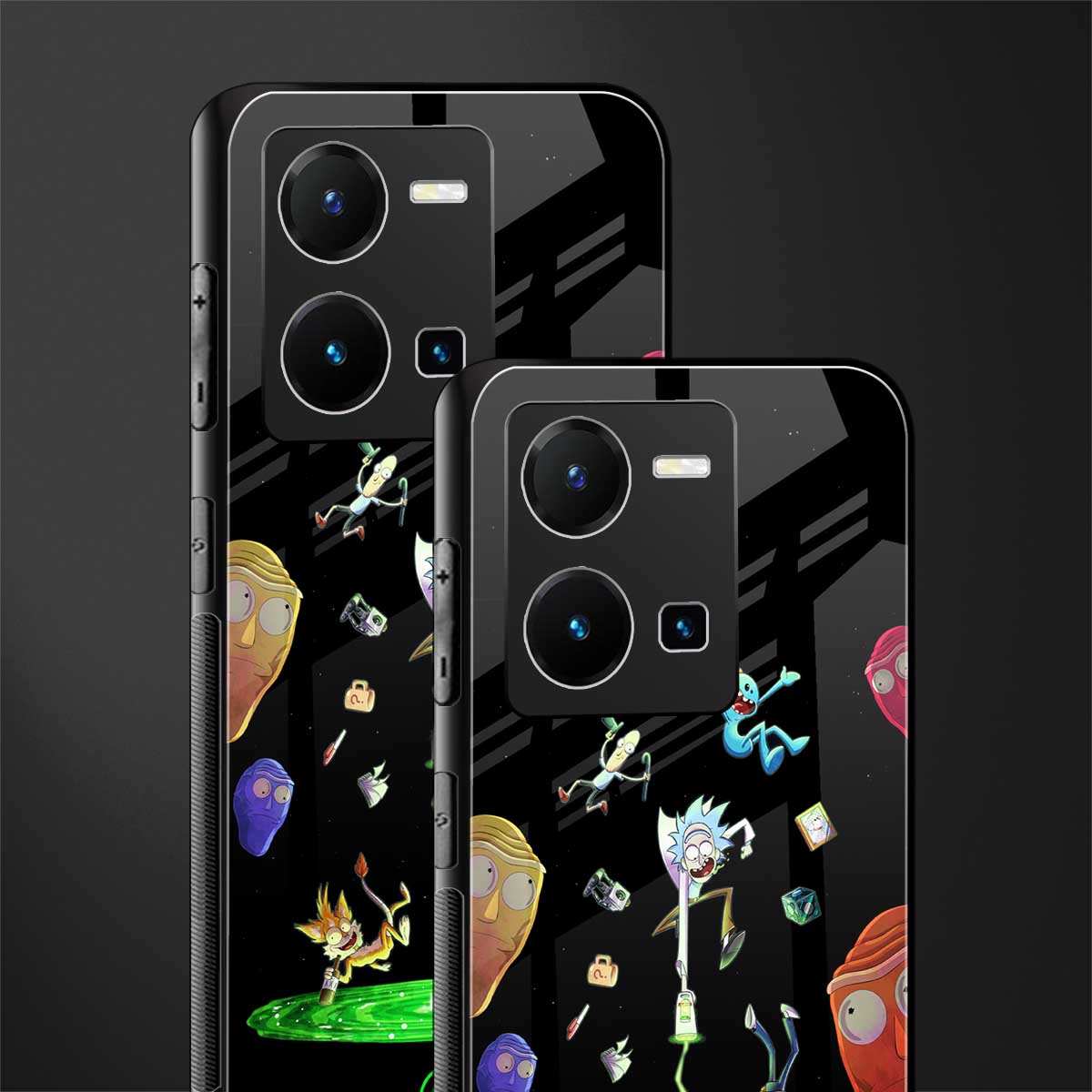 rick and morty amoled back phone cover | glass case for vivo y35 4g