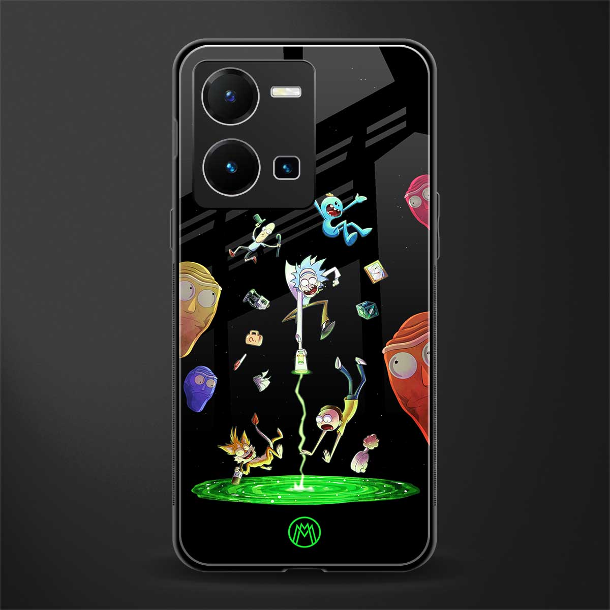 rick and morty amoled back phone cover | glass case for vivo y35 4g