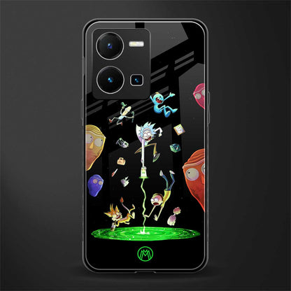 rick and morty amoled back phone cover | glass case for vivo y35 4g