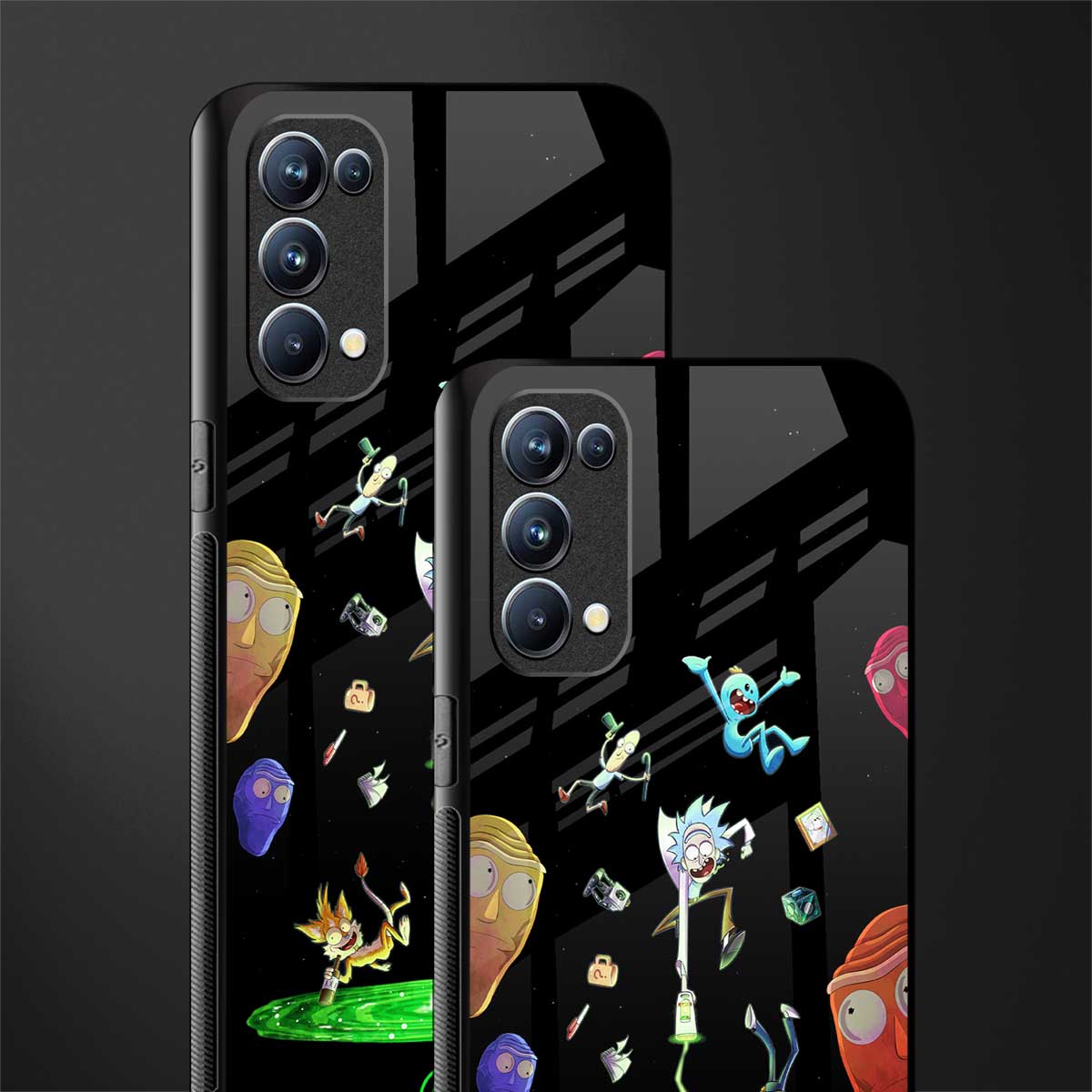 rick and morty amoled back phone cover | glass case for oppo reno 5