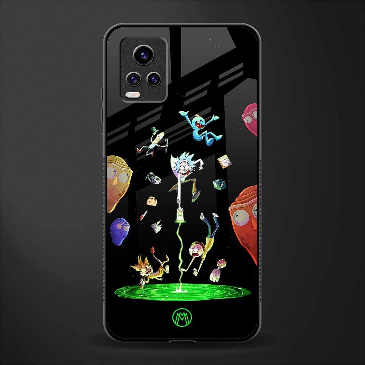 rick and morty amoled back phone cover | glass case for vivo v21e 4g