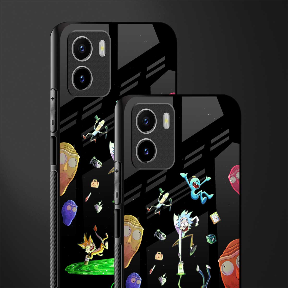 rick and morty amoled back phone cover | glass case for vivo y72