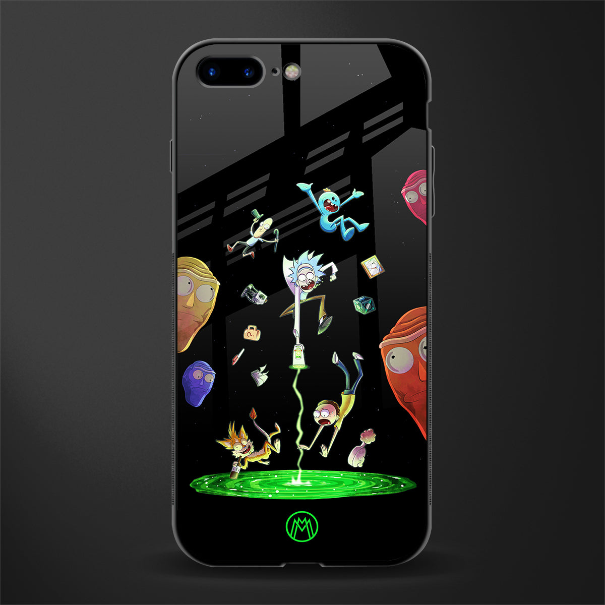 rick and morty amoled glass case for iphone 8 plus image
