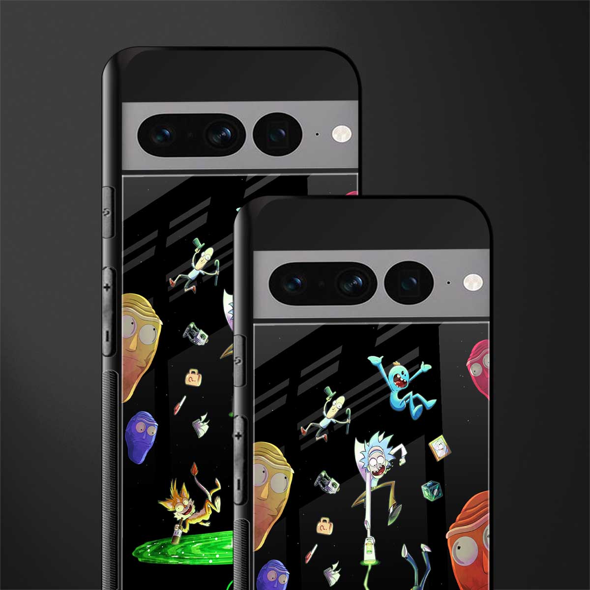 rick and morty amoled back phone cover | glass case for google pixel 7 pro