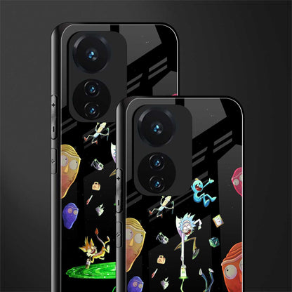 rick and morty amoled back phone cover | glass case for vivo t1 44w 4g