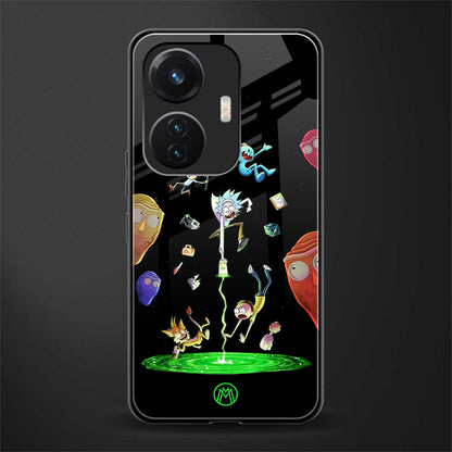 rick and morty amoled back phone cover | glass case for vivo t1 44w 4g