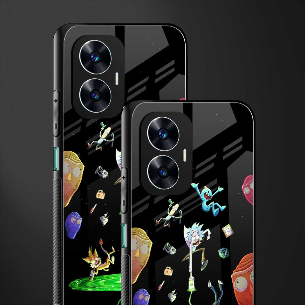 rick and morty amoled back phone cover | glass case for realme c55