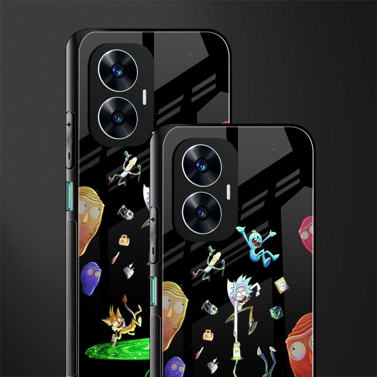 rick and morty amoled back phone cover | glass case for realme c55