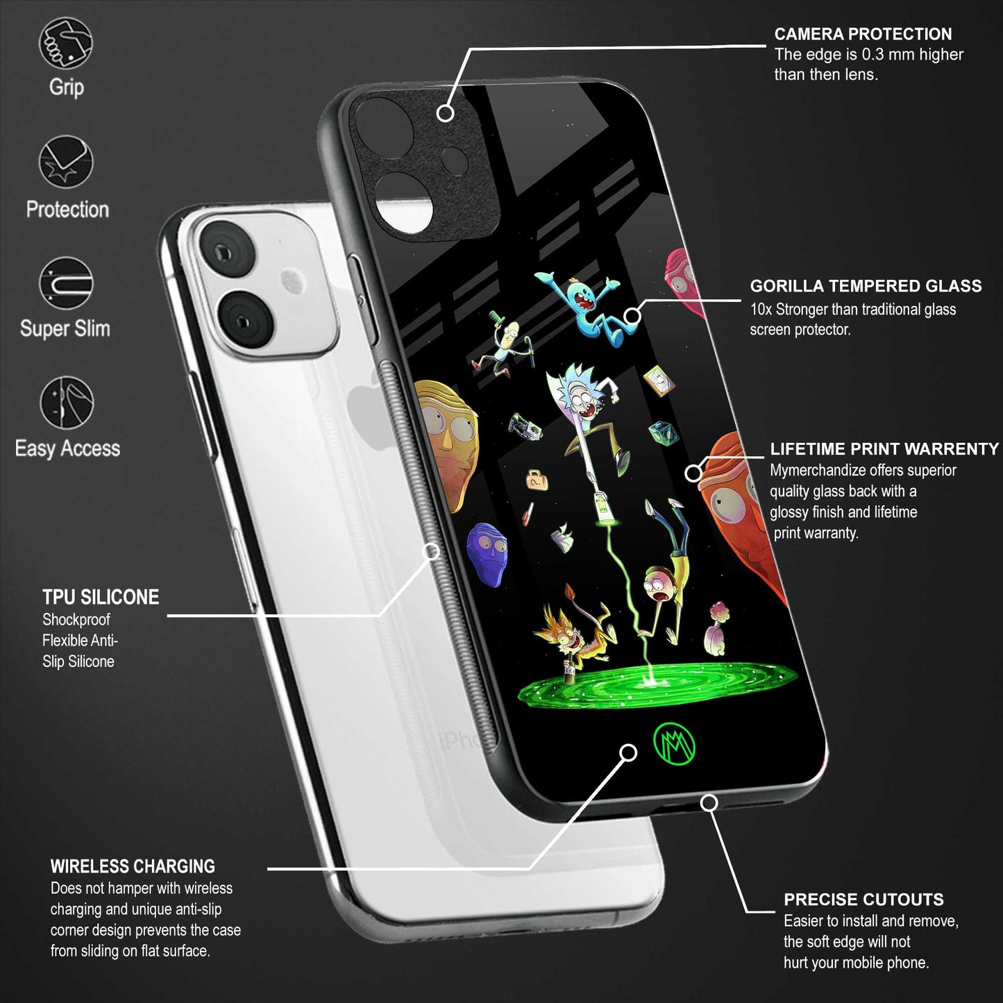 rick and morty amoled back phone cover | glass case for oppo f21 pro 4g