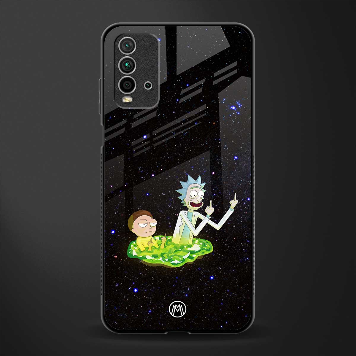 rick and morty fo aesthetic glass case for redmi 9 power image