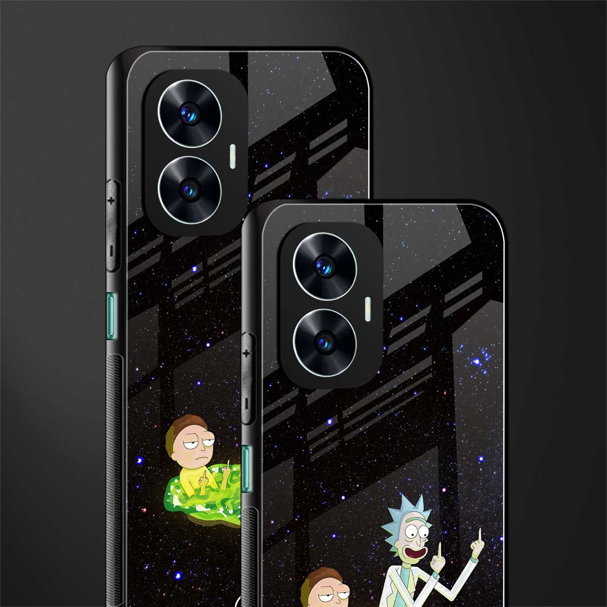 rick and morty fo aesthetic back phone cover | glass case for realme c55