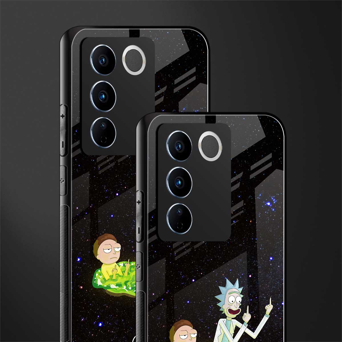 rick and morty fo aesthetic back phone cover | glass case for vivo v27 pro 5g