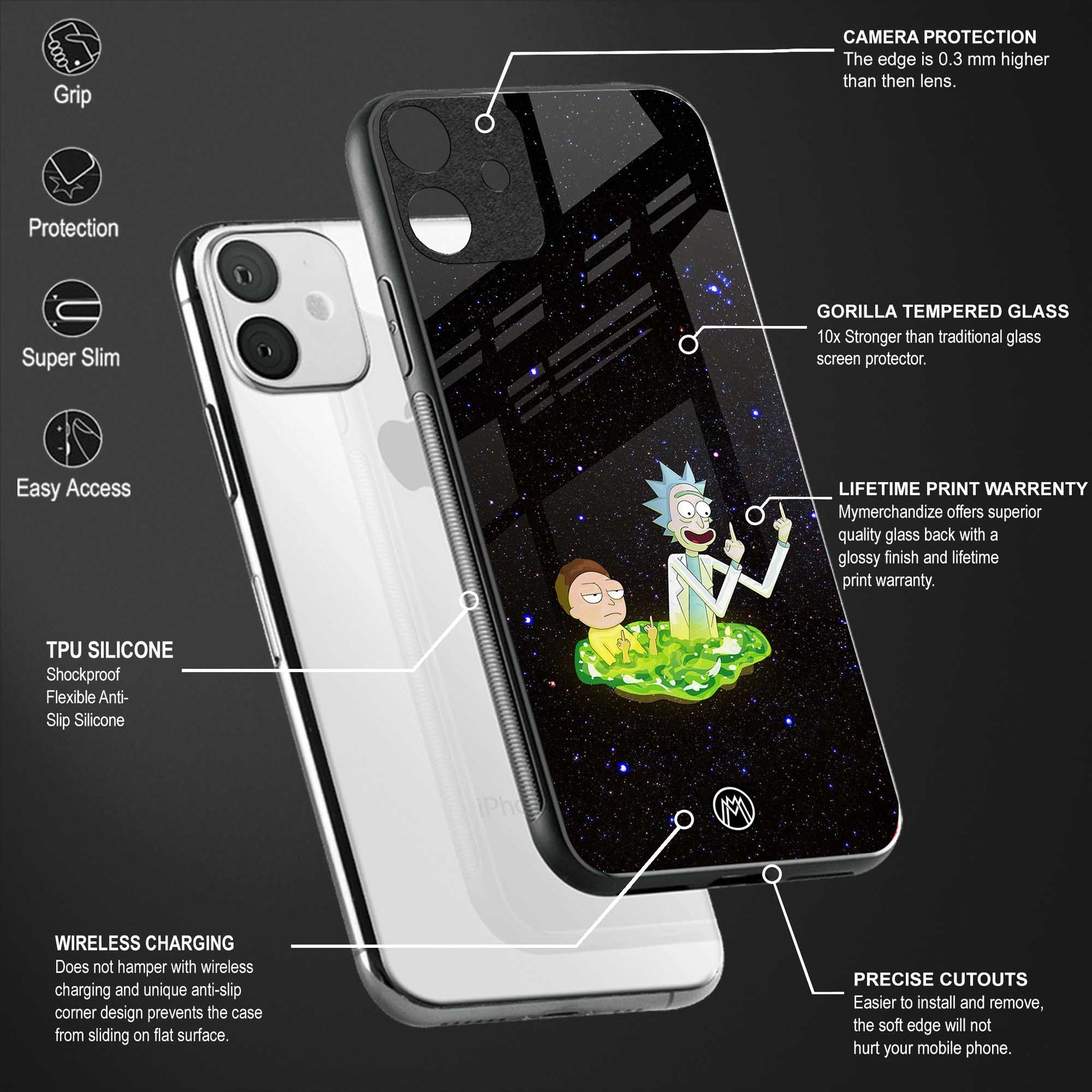 rick and morty fo aesthetic back phone cover | glass case for realme narzo 50a