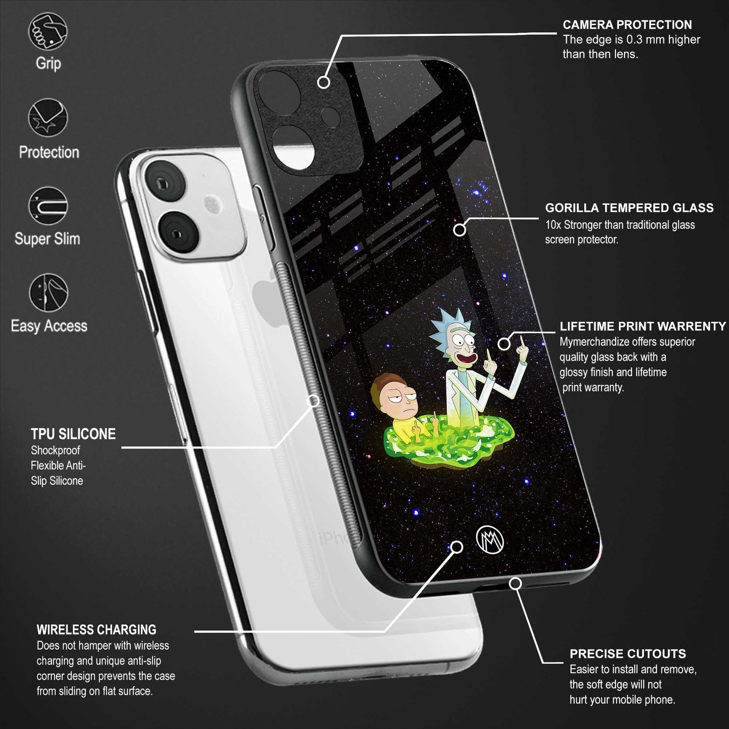 rick and morty fo aesthetic back phone cover | glass case for vivo y73
