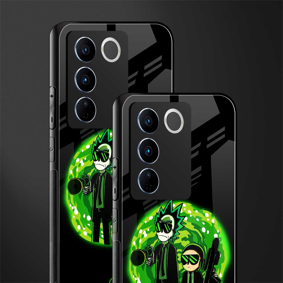 rick and morty schwifty back phone cover | glass case for vivo v27 pro 5g