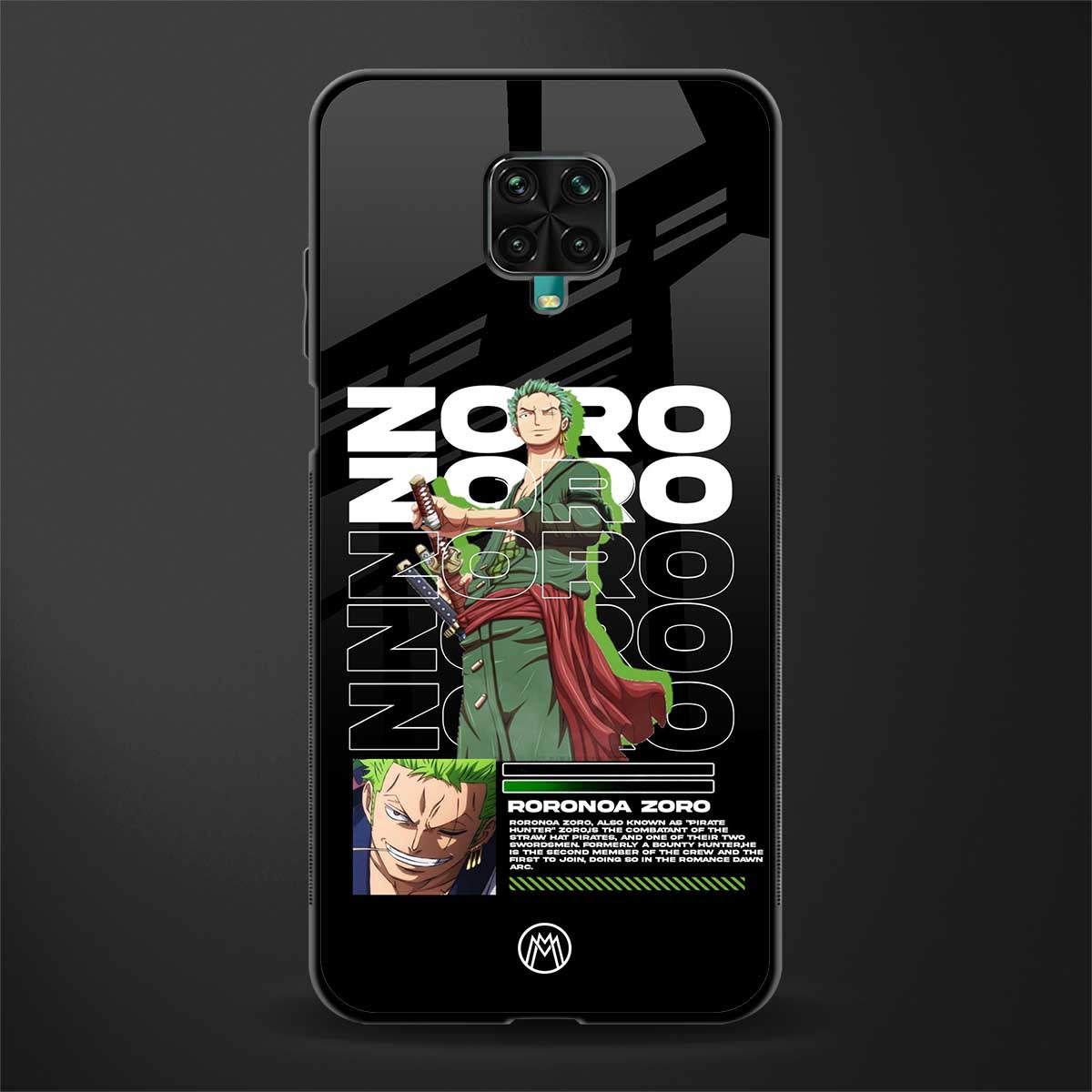 roronoa zoro glass case for redmi note 9 pro image