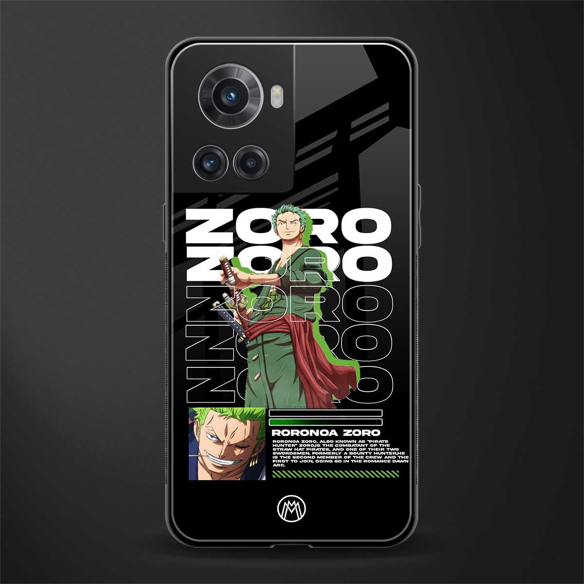 roronoa zoro back phone cover | glass case for oneplus 10r 5g