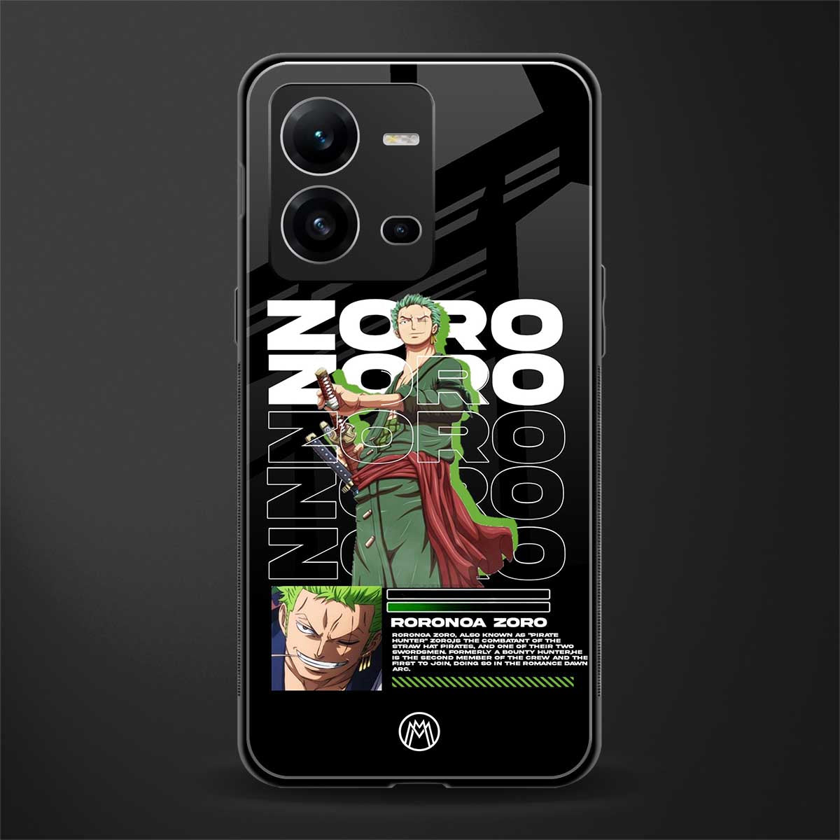 roronoa zoro back phone cover | glass case for vivo v25-5g