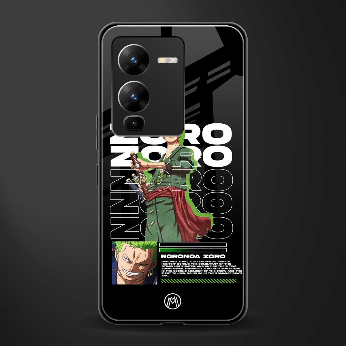 roronoa zoro back phone cover | glass case for vivo v25 pro 5g