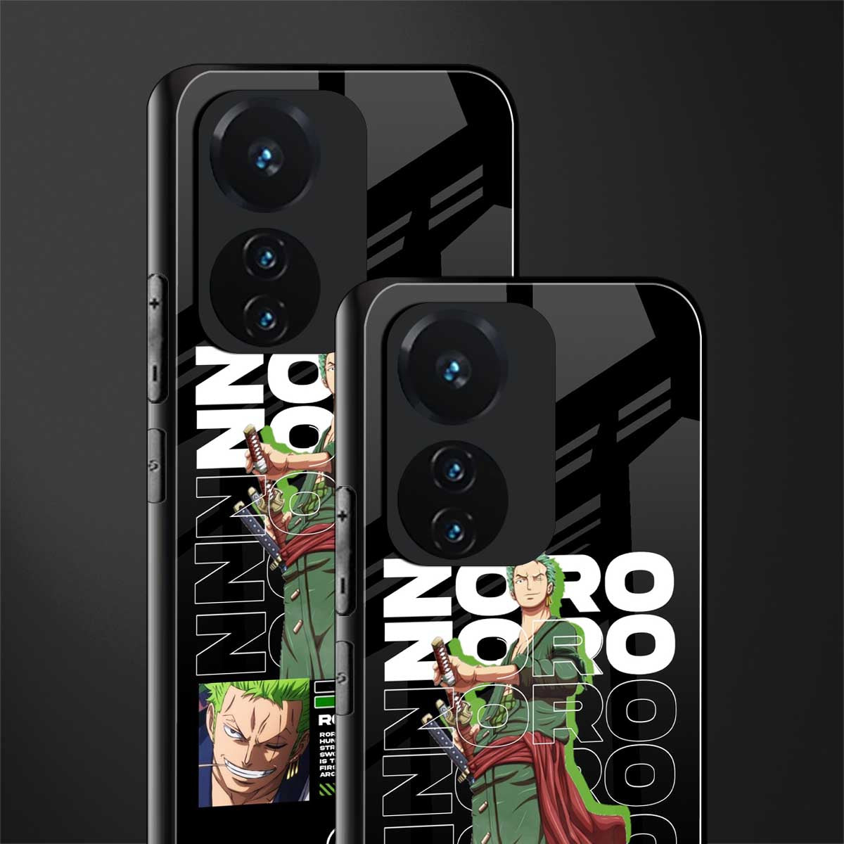 roronoa zoro back phone cover | glass case for vivo t1 44w 4g