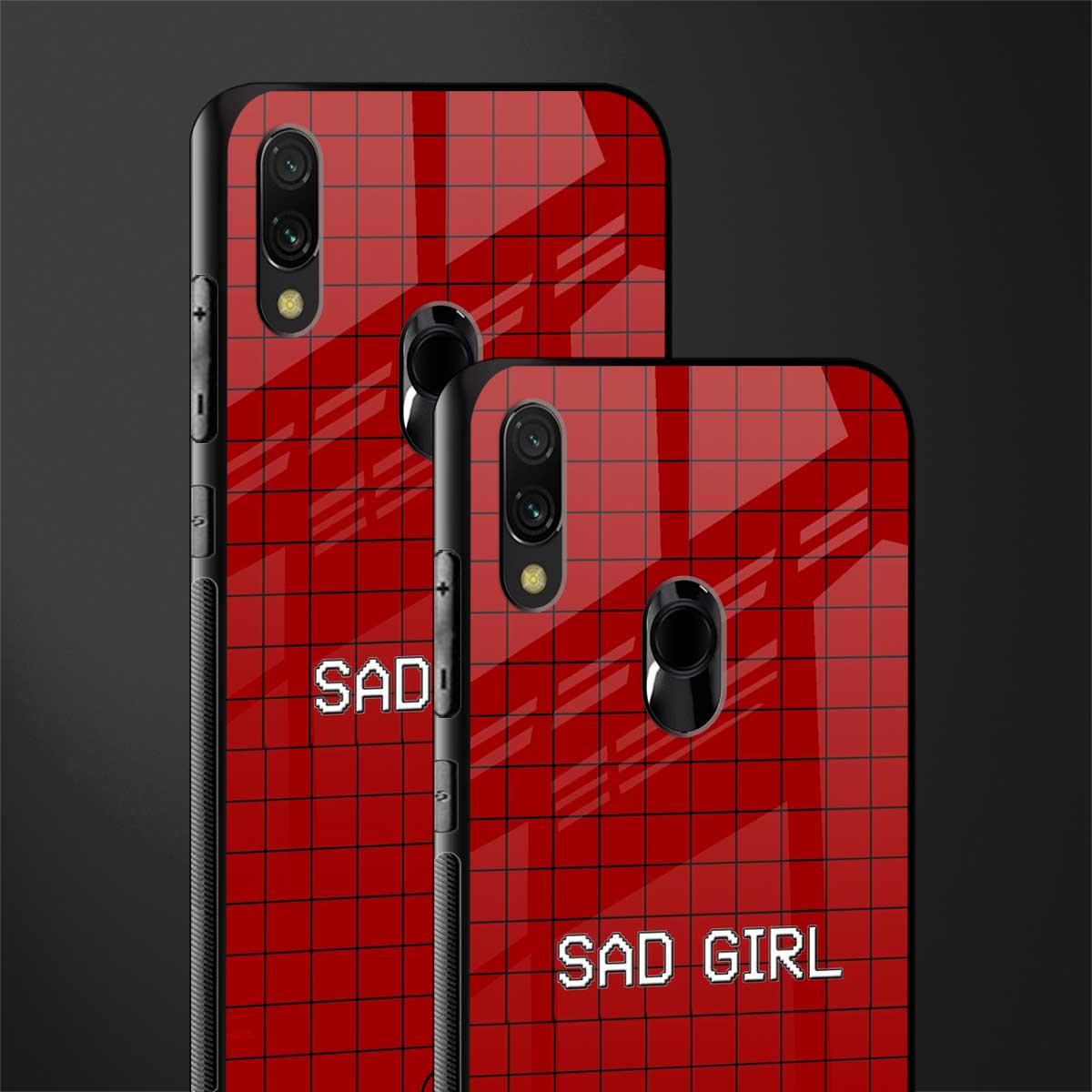 sad girl glass case for redmi y3 image-2