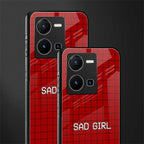 sad girl back phone cover | glass case for vivo y35 4g