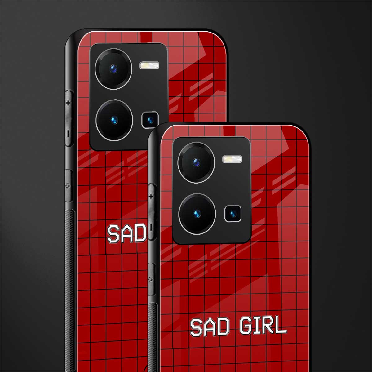 sad girl back phone cover | glass case for vivo y35 4g