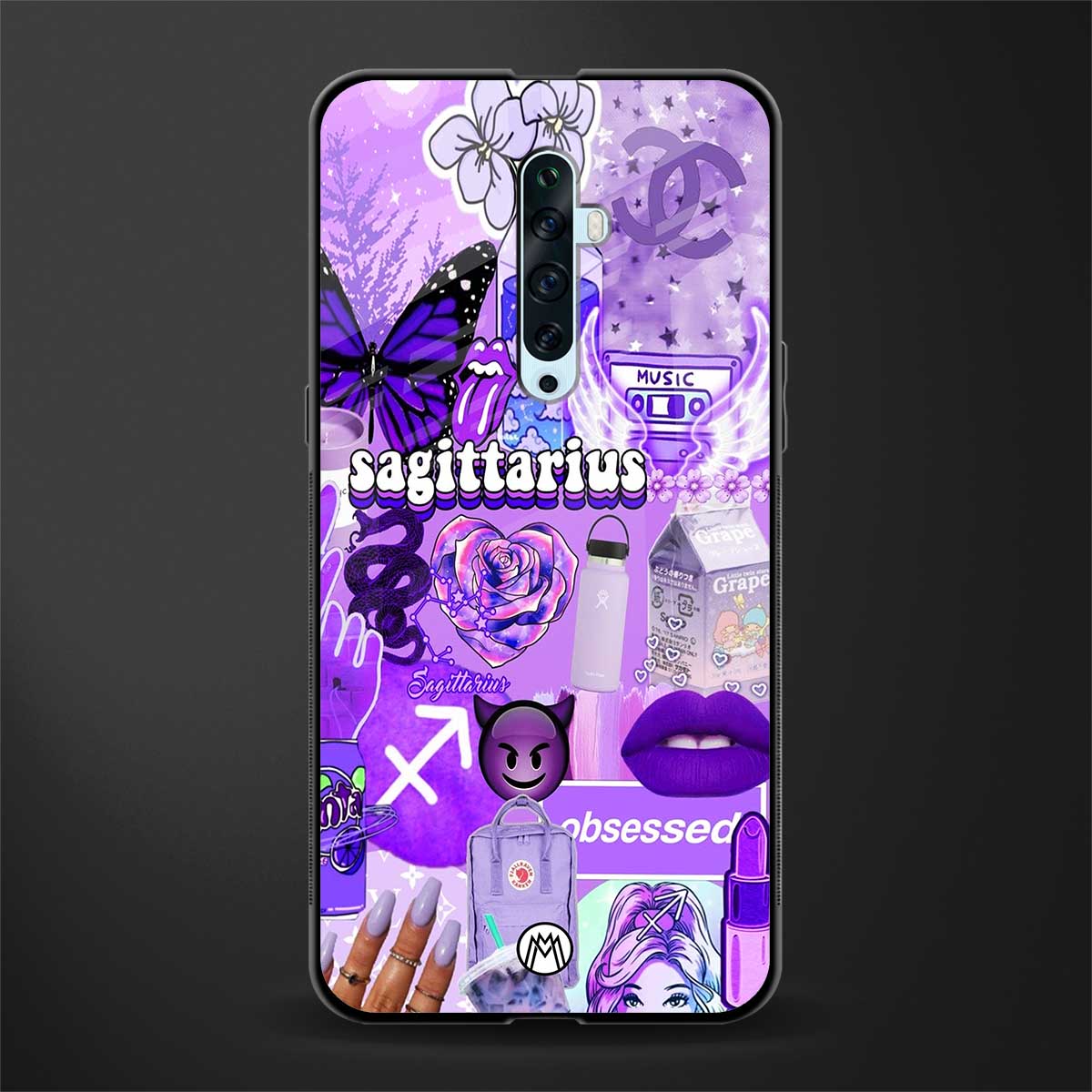 sagittarius aesthetic collage glass case for oppo reno 2f image