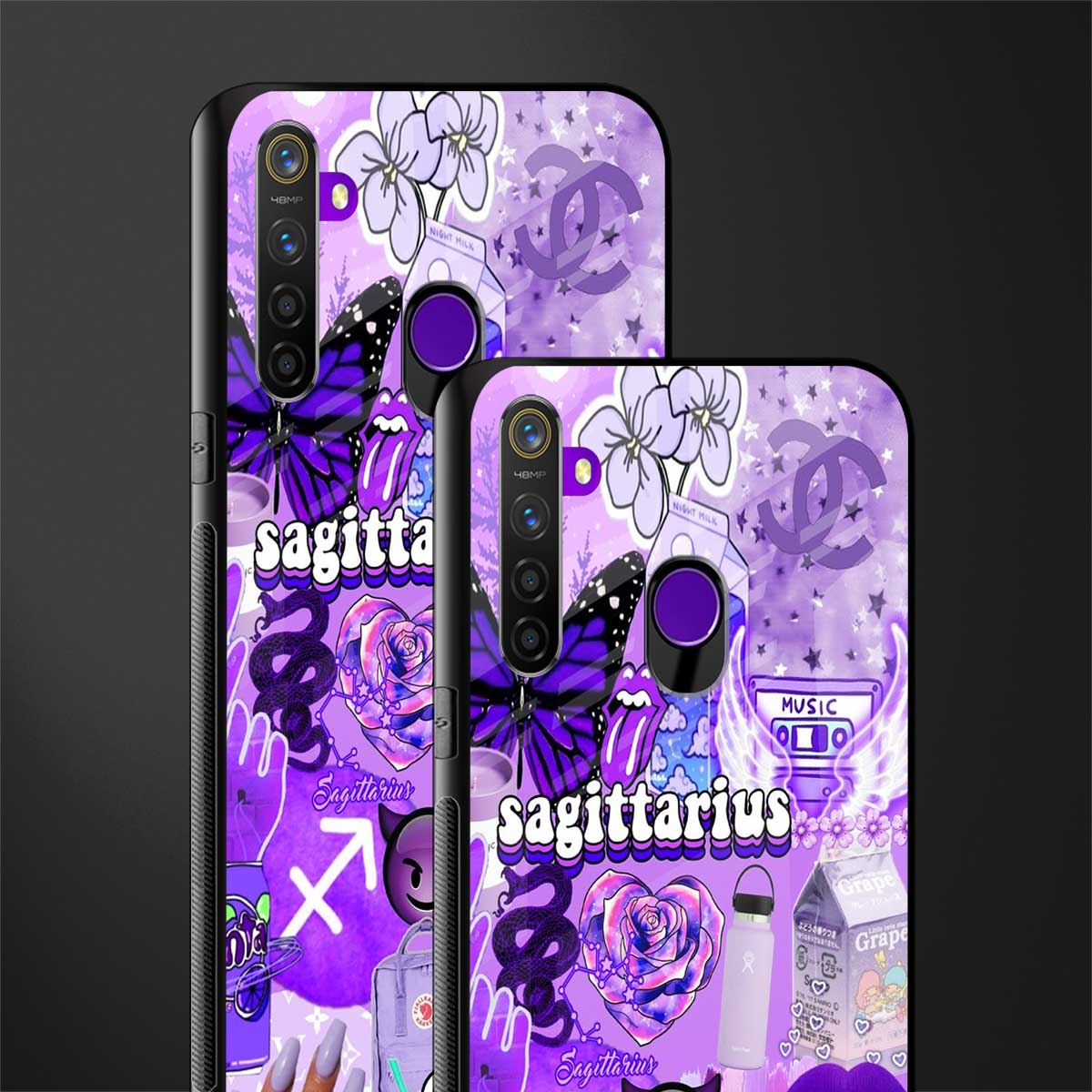 sagittarius aesthetic collage glass case for realme 5i image-2
