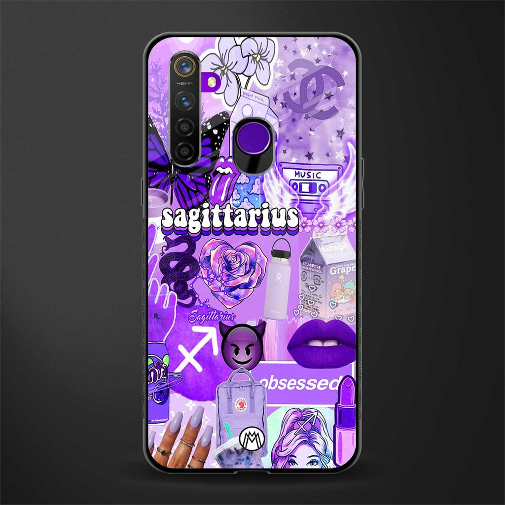 sagittarius aesthetic collage glass case for realme 5 image