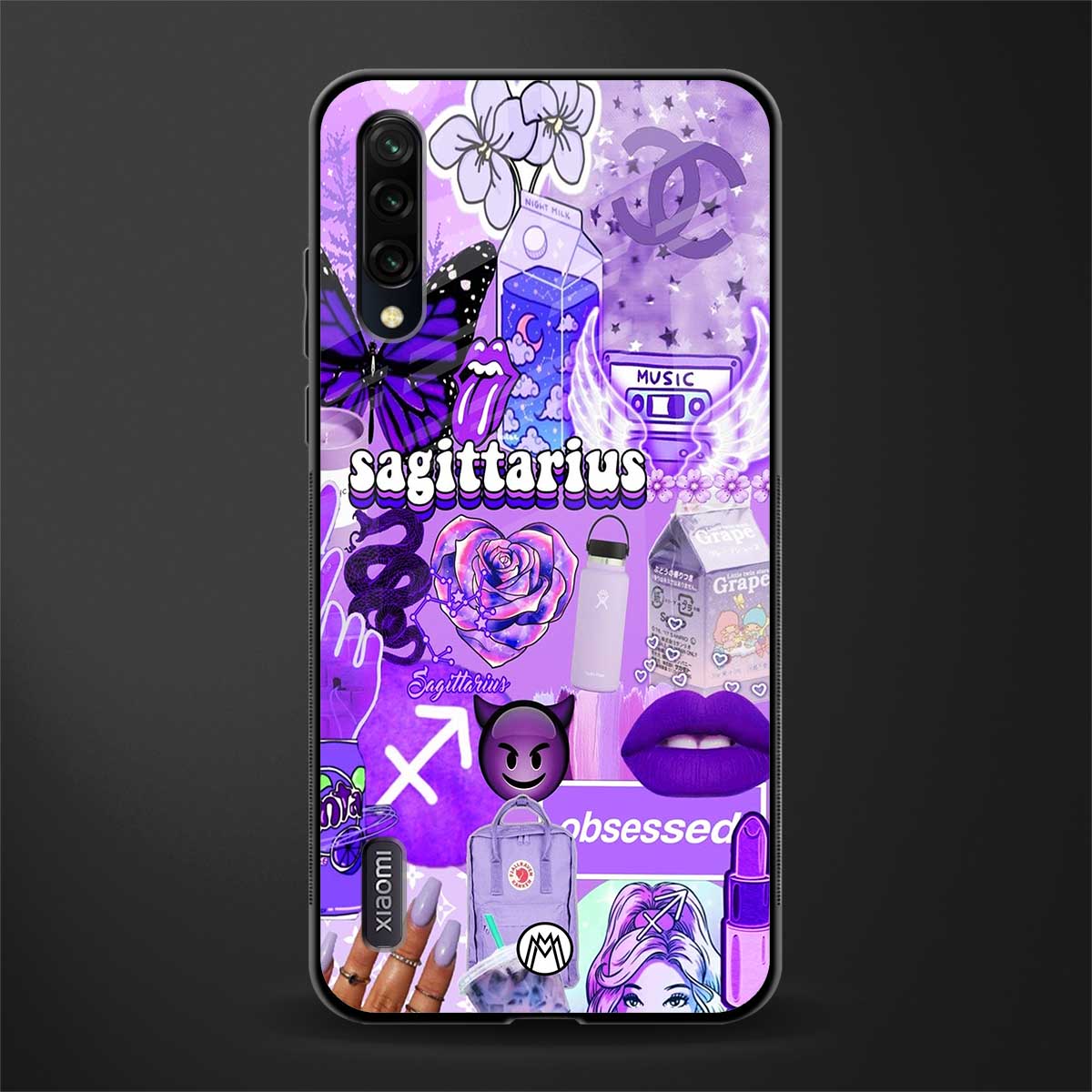sagittarius aesthetic collage glass case for mi a3 redmi a3 image