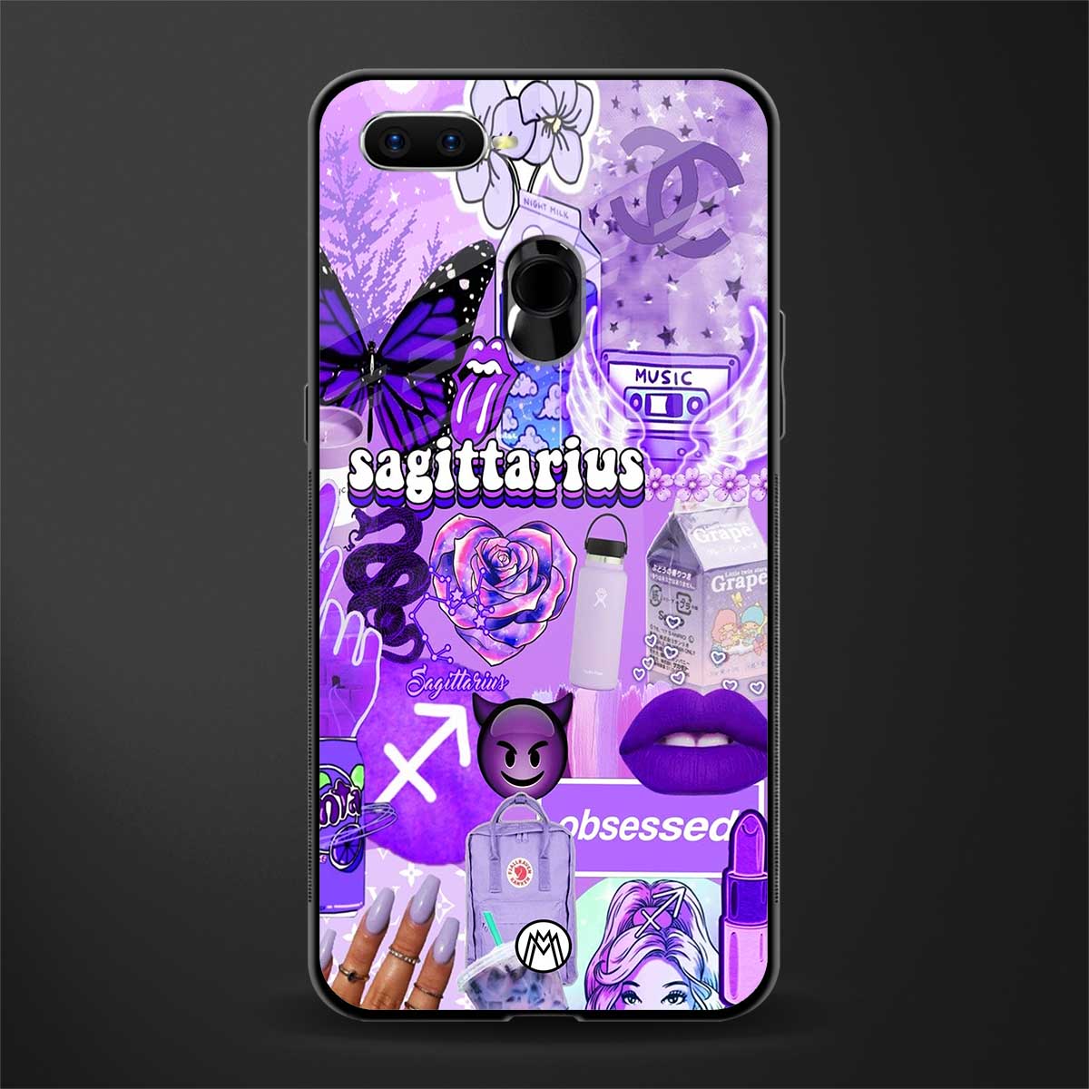 sagittarius aesthetic collage glass case for oppo a12 image