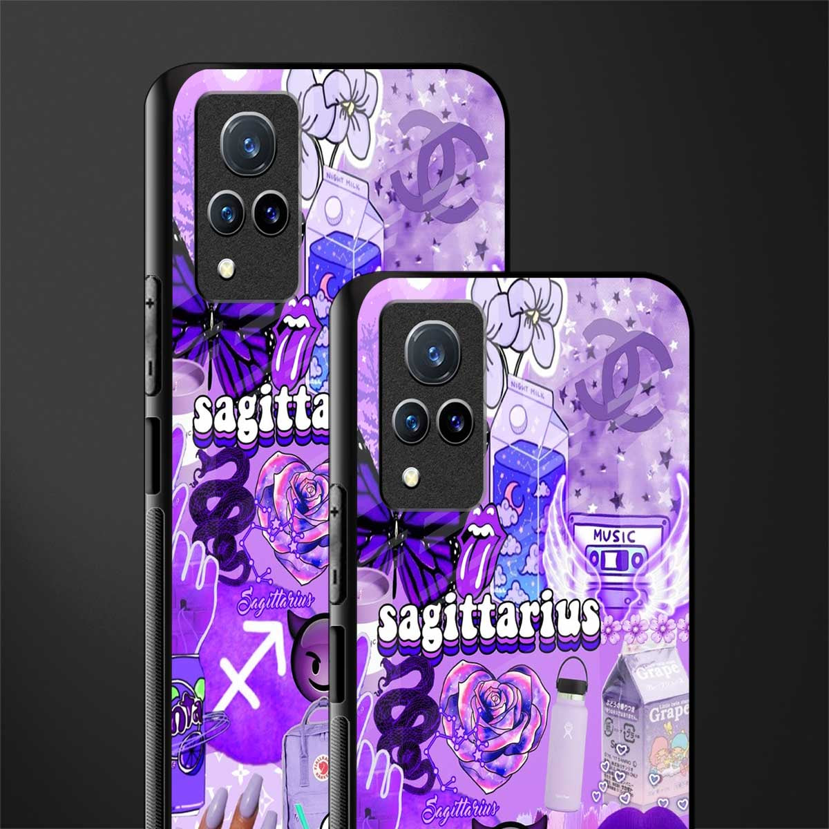 sagittarius aesthetic collage glass case for vivo v21 5g image-2