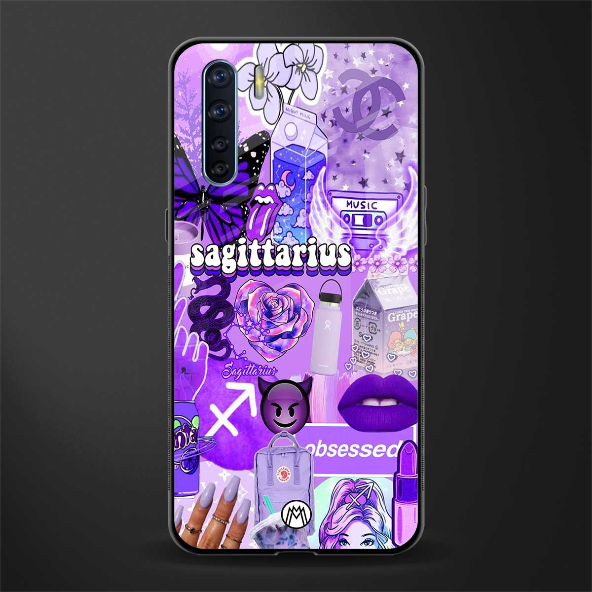 sagittarius aesthetic collage glass case for oppo f15 image