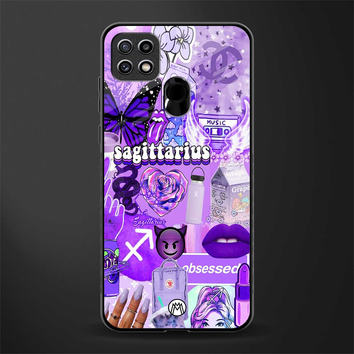 sagittarius aesthetic collage glass case for oppo a15 image