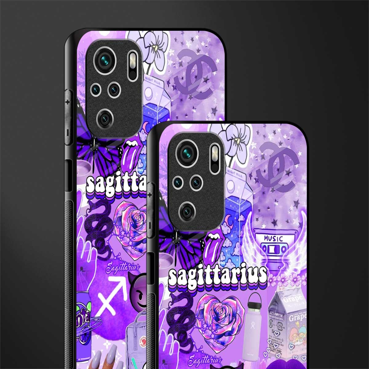 sagittarius aesthetic collage glass case for redmi note 10 image-2