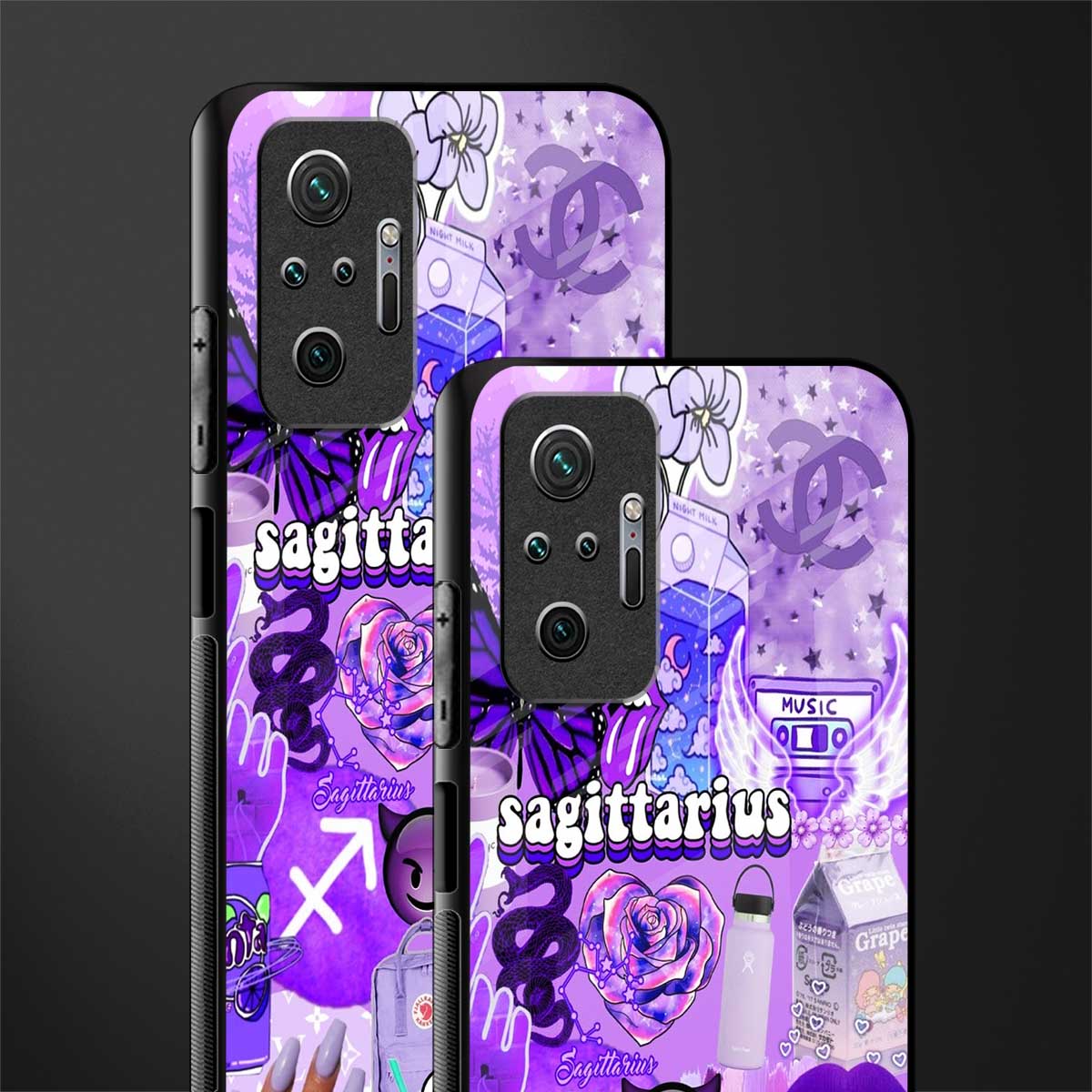 sagittarius aesthetic collage glass case for redmi note 10 pro image-2