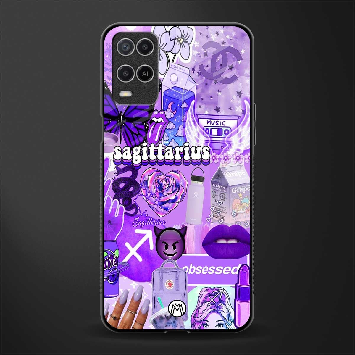 sagittarius aesthetic collage glass case for oppo a54 image
