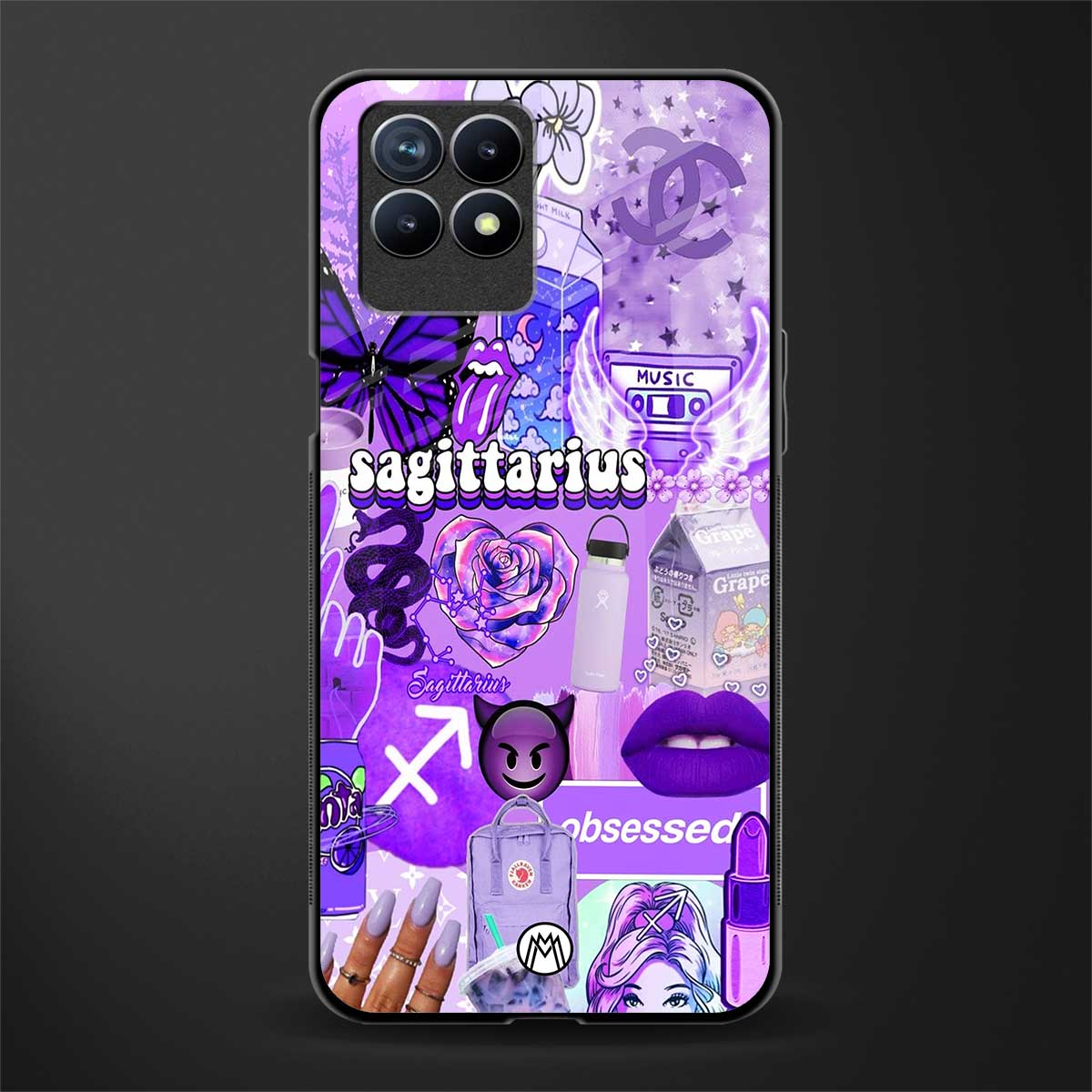 sagittarius aesthetic collage glass case for realme 8i image