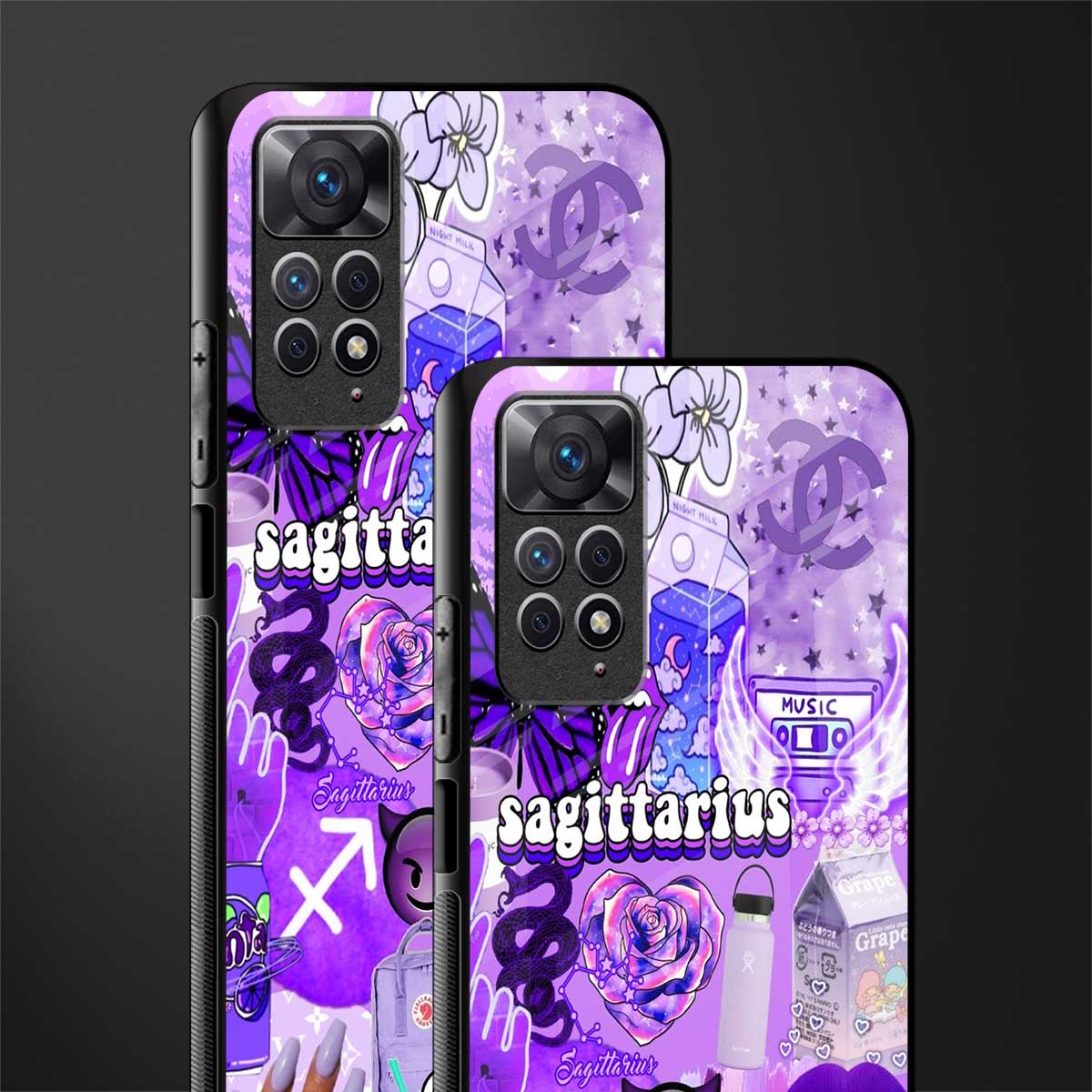 sagittarius aesthetic collage back phone cover | glass case for redmi note 11 pro plus 4g/5g