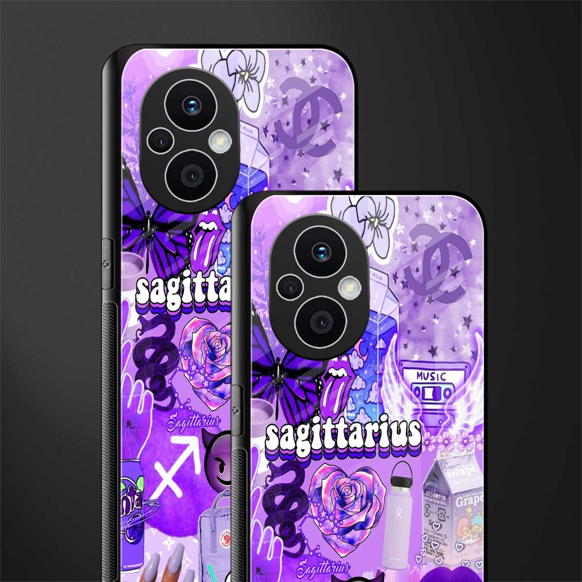 sagittarius aesthetic collage back phone cover | glass case for oppo f21 pro 5g
