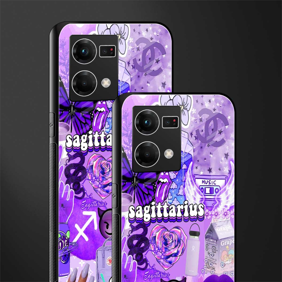 sagittarius aesthetic collage back phone cover | glass case for oppo f21 pro 4g