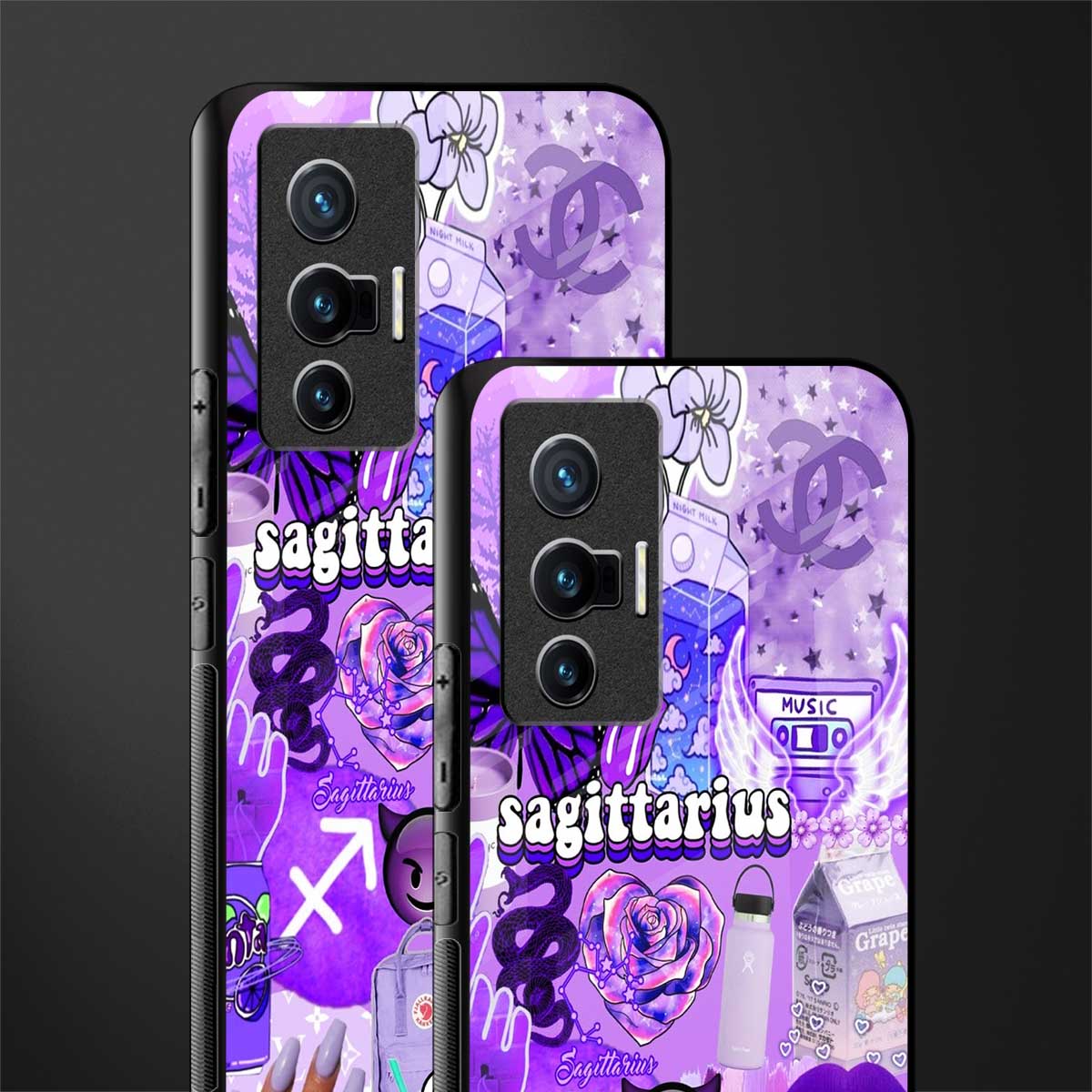 sagittarius aesthetic collage glass case for vivo x70 image-2